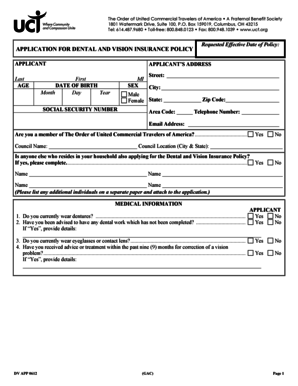 Dental and Vision Insurance Application
