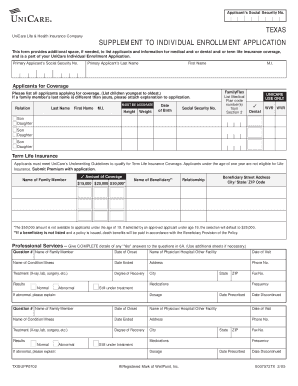 UniCare Individual Enrollment Application Supplement