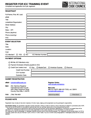 ICC Training Event Registration Form