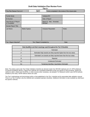 Draft Data Validation Plan Review Form