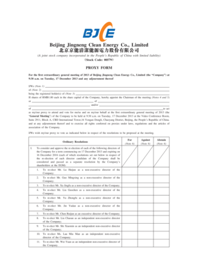 Proxy Form for Beijing Jingneng Clean Energy Co.