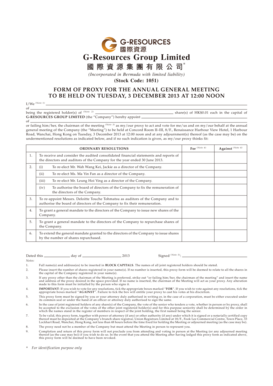 Proxy Form for Annual General Meeting
