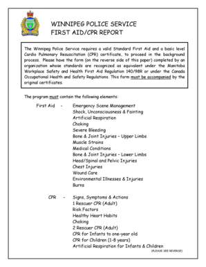 Winnipeg Police First Aid/CPR Report