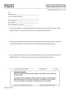 Community Treatment Order Form 26