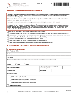Finnish Citizenship Status Request Form