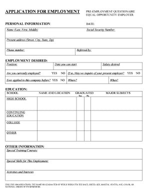 Employment Application Form