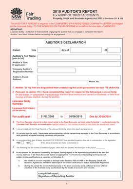 Auditor's Report for Trust Accounts