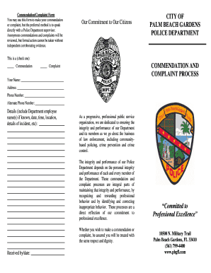 Police Commendation/Complaint Form