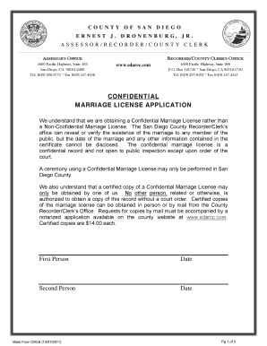 California Confidential Marriage License Application