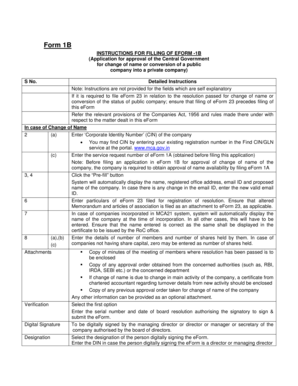 Form 1B for Company Name Change or Conversion