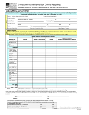 Construction and Demolition Debris Recycling Form