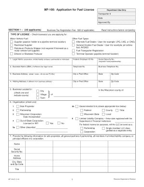 Wisconsin Fuel License Application