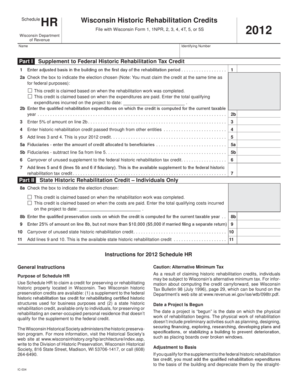 Wisconsin Historic Rehabilitation Credits Form
