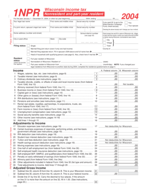 Wisconsin 1NPR Income Tax Form