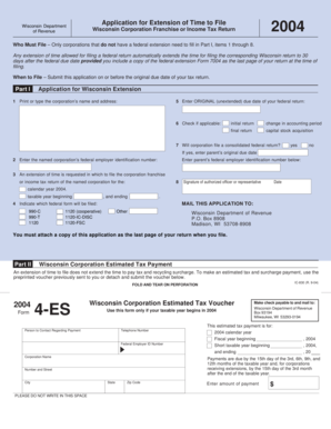 Wisconsin Corporation Tax Extension Application