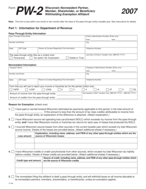 Wisconsin Nonresident Withholding Exemption Affidavit