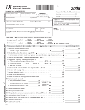 Wisconsin Amended Income Tax Form 1X
