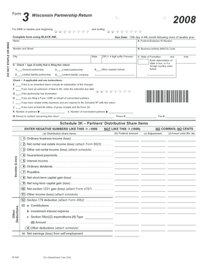 Wisconsin Partnership Return Form 3 2008