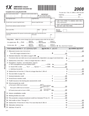 Wisconsin 2008 Amended Income Tax Form