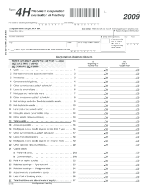 Wisconsin Corporation Declaration of Inactivity 2009