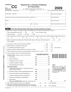 Wisconsin Closing Certificate Request