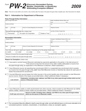 Wisconsin Nonresident Withholding Exemption Affidavit
