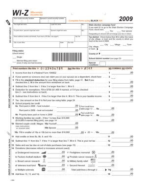 Wisconsin Income Tax Form WI-Z 2009