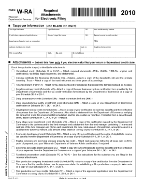 Wisconsin Form W-RA Tax Attachments