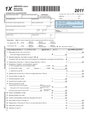 Wisconsin 2011 Amended Income Tax Form