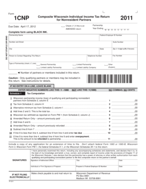 Wisconsin Form 1CNP Nonresident Partner Tax Return