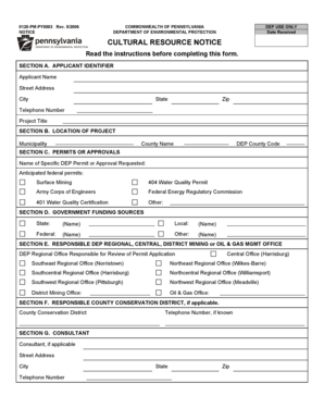 Pennsylvania Cultural Resource Notice Form