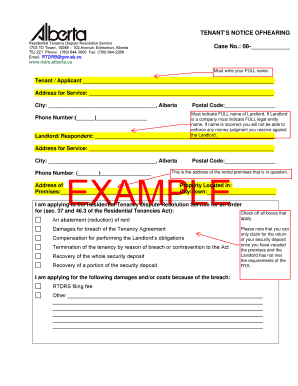 Tenant’s Notice of Hearing