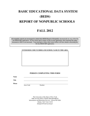 BEDS Report of Nonpublic Schools