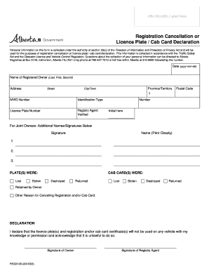 Alberta Licence Plate Cancellation Form