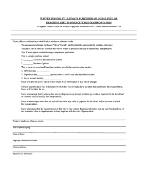 Waiver for Diesel Fuel or Kerosene in Intercity Bus Transportation