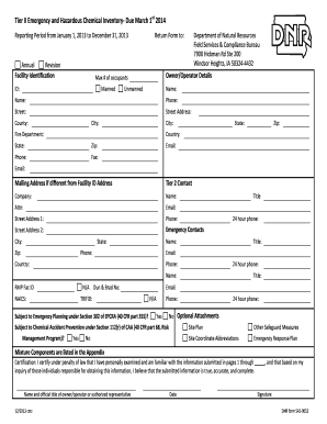 Tier II Emergency and Hazardous Chemical Inventory Form