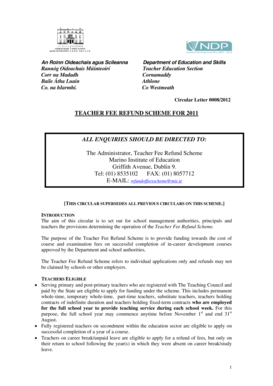 Teacher Fee Refund Scheme Application