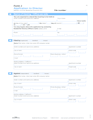 Form J Application to Director