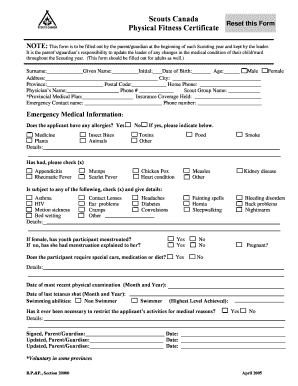 Physical fitness test form pdf - physical fitness certificate filled form