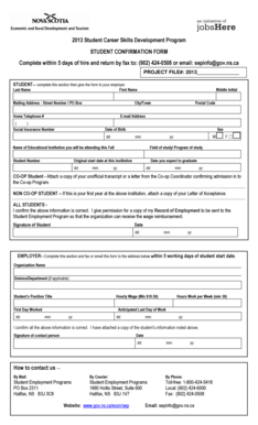 2013 Student Career Skills Development Program Confirmation Form