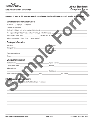 Labour Standards Complaint Form