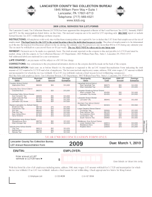 2009 Local Services Tax Form