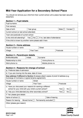 Mid-Year Secondary School Application Form