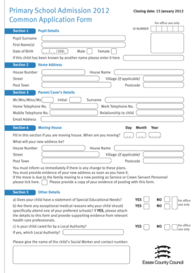 Primary School Admission Form