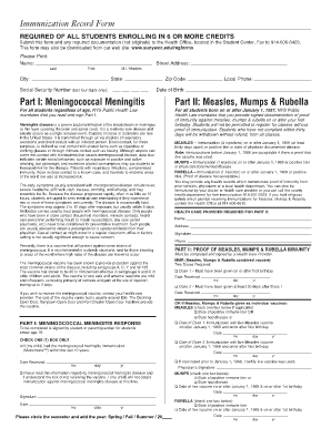 Immunization Record Form