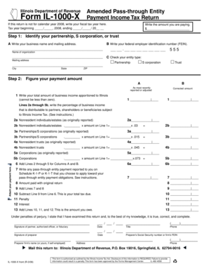 Illinois Amended Pass-through Entity Tax Form IL-1000-X