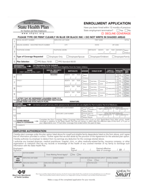 North Carolina State Health Plan Enrollment Application