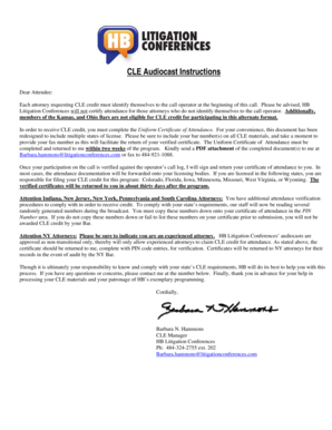 CLE Audiocast Attendance Certificate