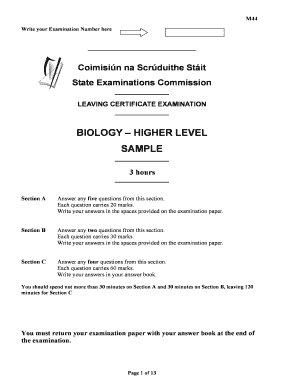 Leaving Certificate Biology Exam