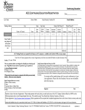 ACC Continuing Education Registration Form